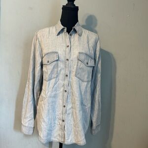 Club Monaco M button down washed denim look 100% lyocell womens shirt